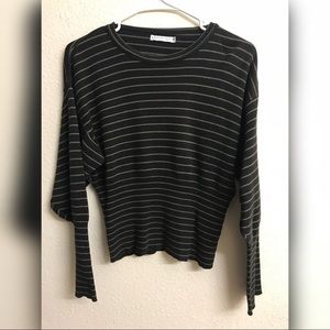 Joan vass black long sleeved striped blouse